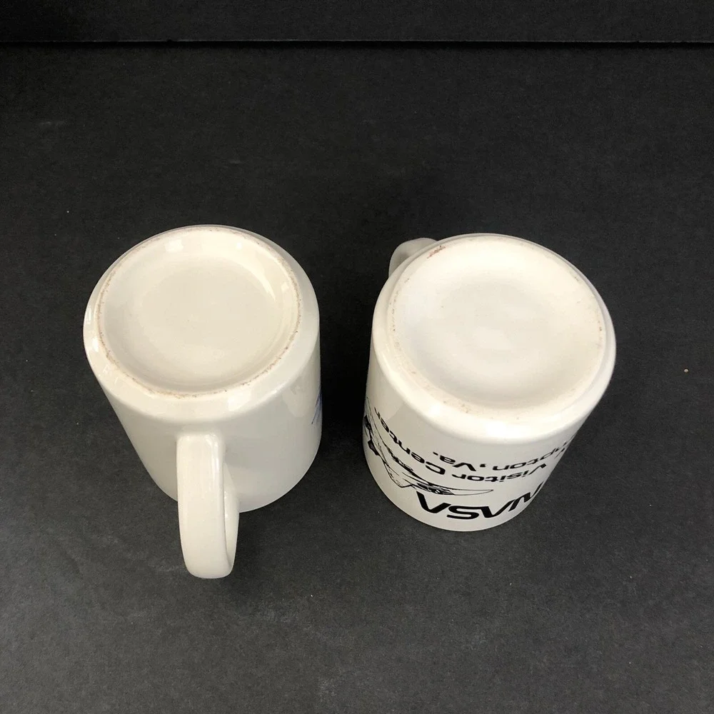 Vintage NASA Langley Visitor Center Hampton VA Coffee Mugs Cups Space Set of 2